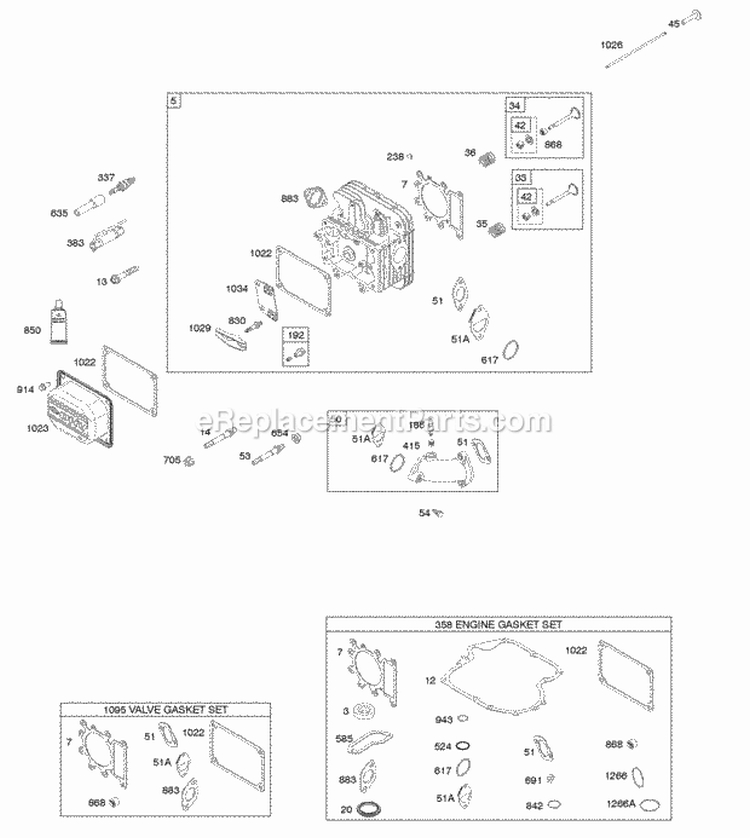 Cylinder Head Gasket Set - Engine Gasket Set - Valve Intake Manifold Valves Diagram and Parts List for 215802-0115-B1  Briggs and Stratton Engine